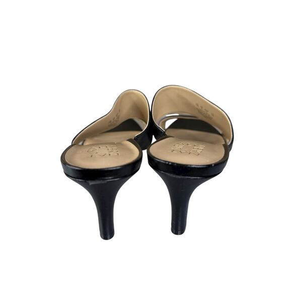 NEW Naturalizer Tibby Black Leather Heeled Slide Sandals Women’s Size 12 - Picture 8 of 10